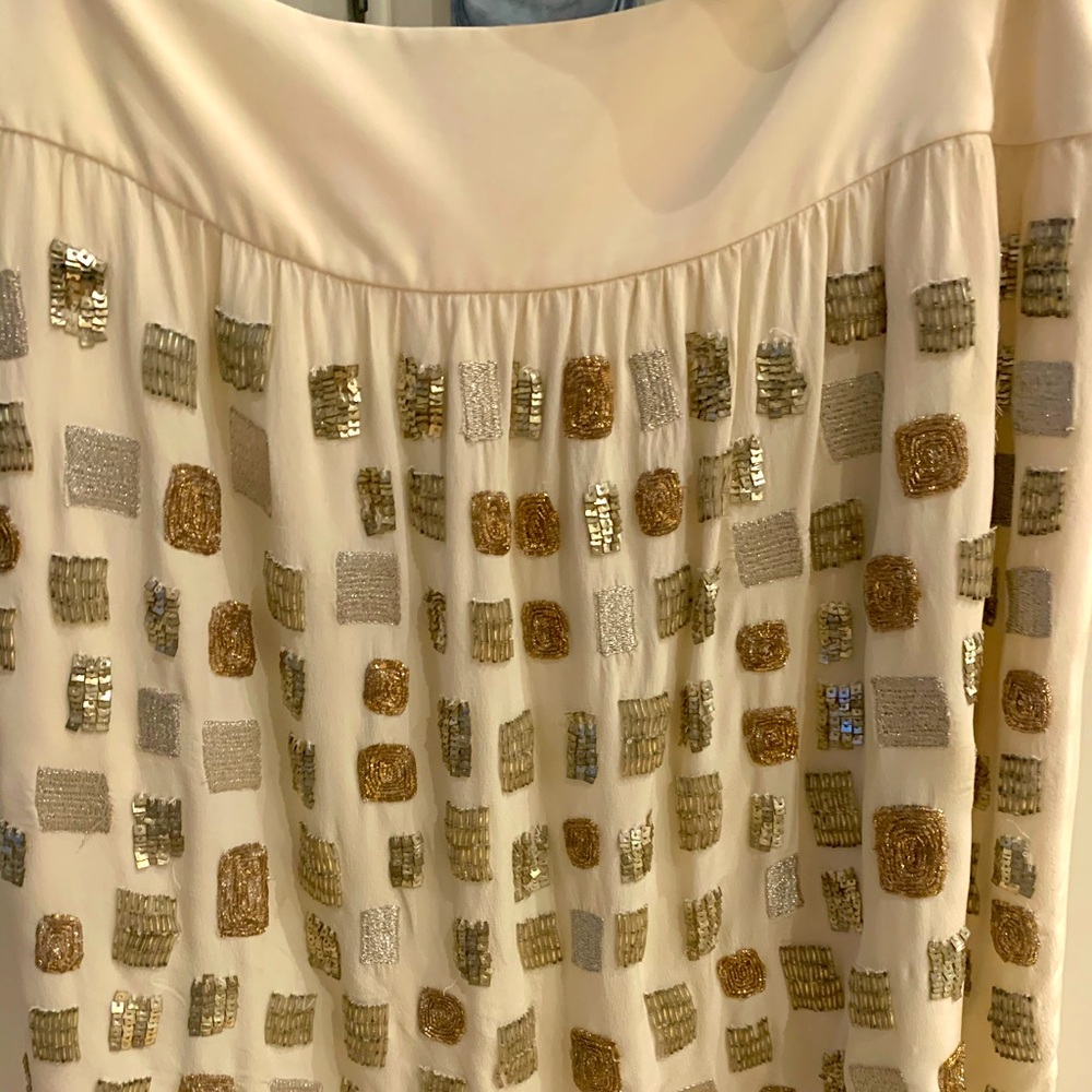 Cream Tri-colored metals beaded skirt